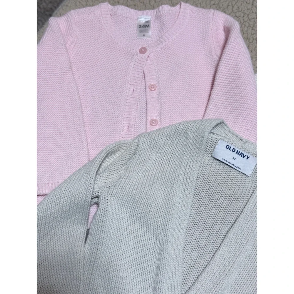 Toddler Cardigan Bundle Old Navy H&M Simple Joys Pink Gray Cream 2T 3T Set of 3
